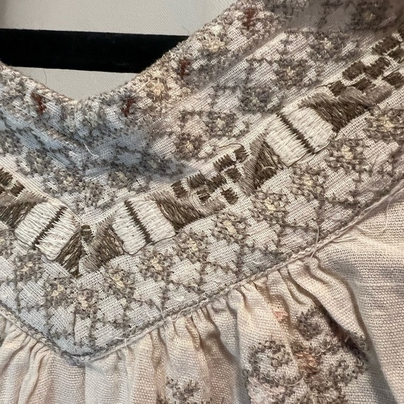 Free People Cream Embroidered 3/4 Sleeve Blouse - Picture 6 of 9